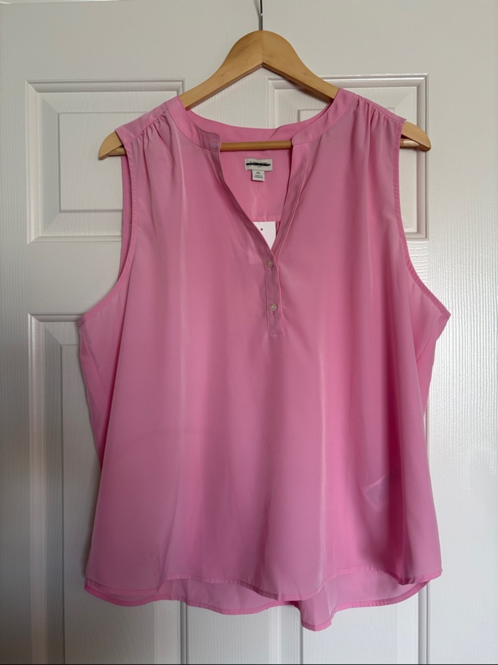 J. Crew Bright Pink Sleeveless Henley Camisole